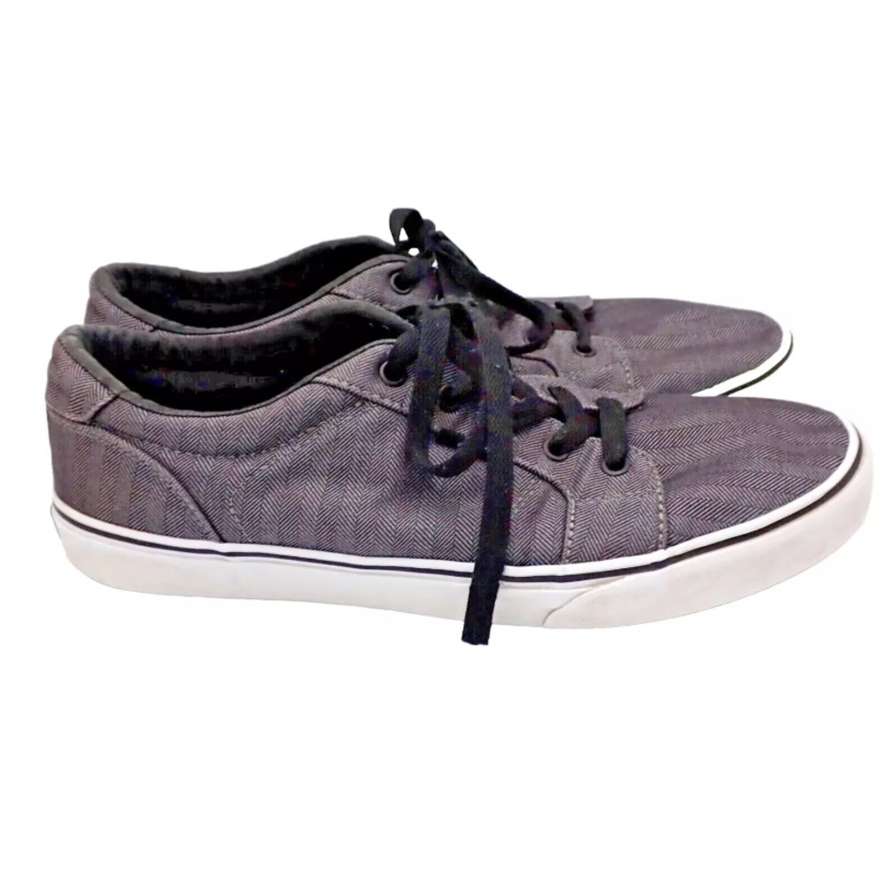 Vans Off The Wall Skate Shoes Authentic Herringbone Lace Up Casual Gray Size 12